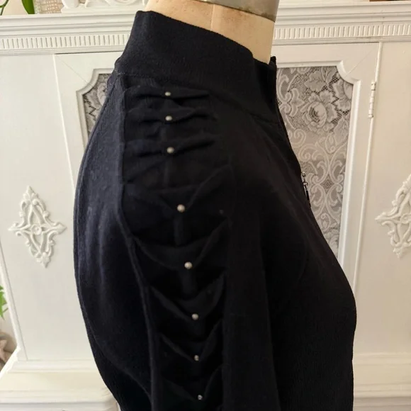 St.John Sport Black Knit Full Zip Jacket - Picture 6 of 11